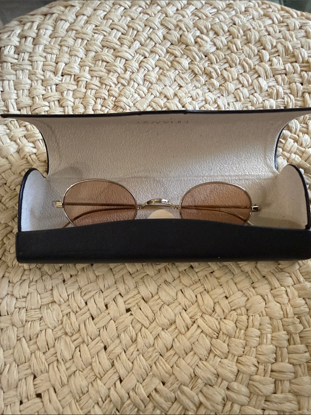 Oliver Peoples Round Gold Frame Sunglasses with Brown Lenses